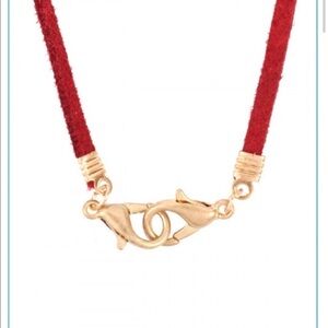 Mask holder, red leather, never lose your mask